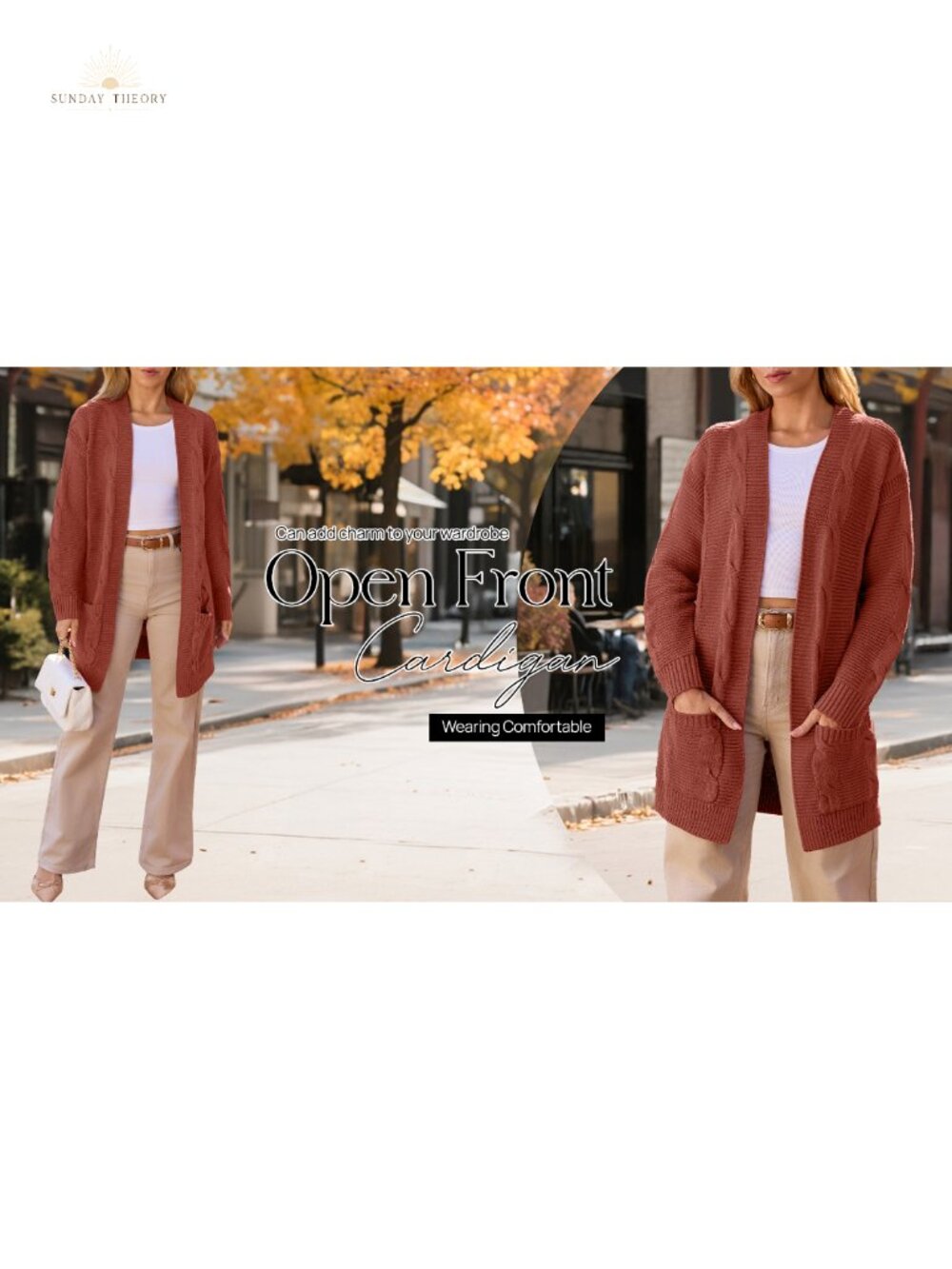 Womens Cable Knit Open Front Cardigan Long Sleeve Chunky Sweater Coat - Picture 6 of 6